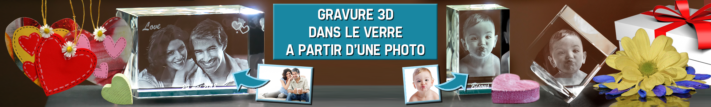 Voir la gravure de photos en 3d dans le verre